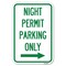Signmission Night Permit Parking Only With Right Arrow Heavy-Gauge Aluminum Sign, 12" x 18", A-1218-23856 A-1218-23856 - alternate 1